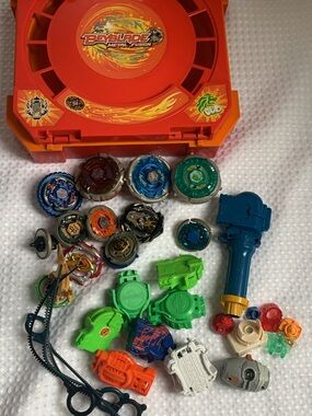 Beyblade Metal Fusion Launch Set with Red Arena and Multi-Color Tops